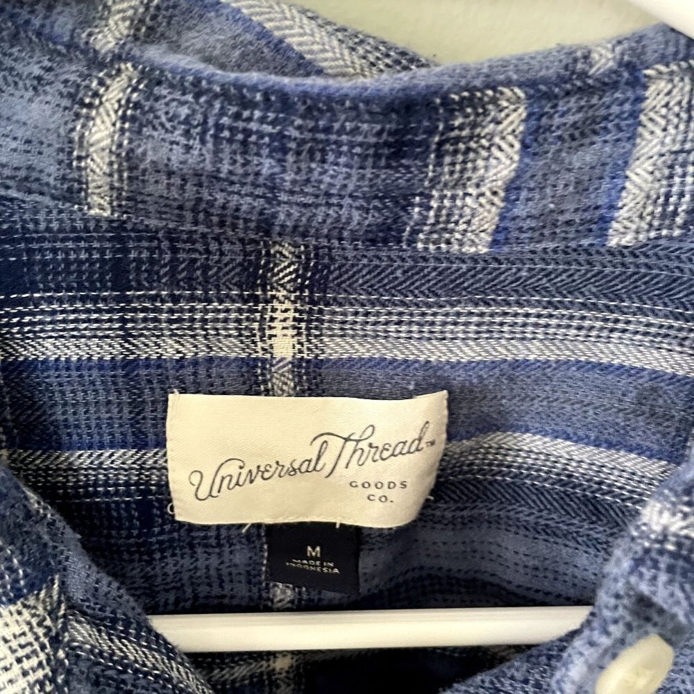 Universal Thread Blue Checkered Long Sleeved Butt… - image 3